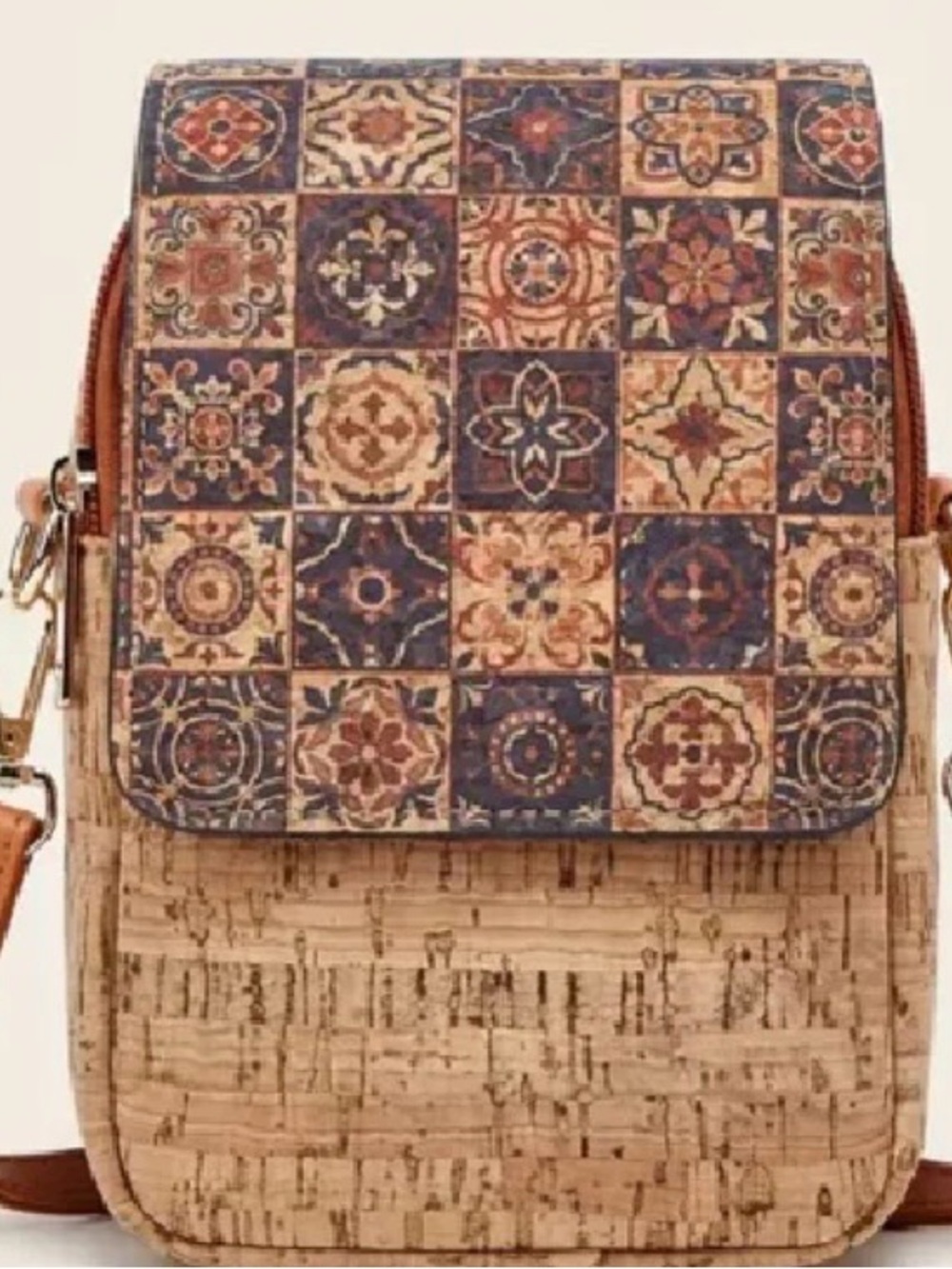 Cork Crossbody Bag in Multi/Beige